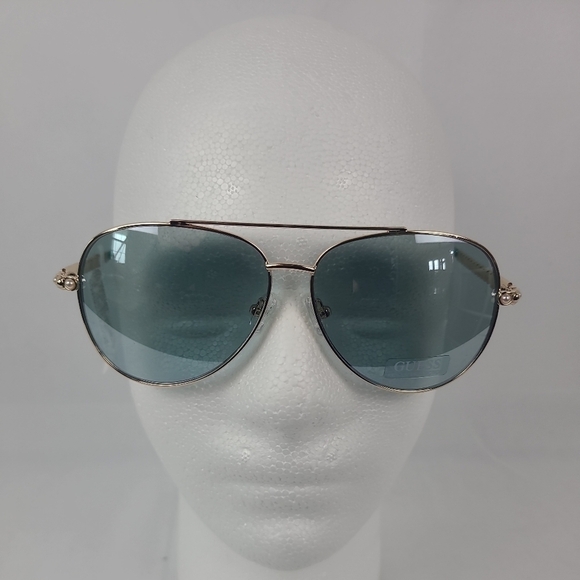 NEW GUESS GF0356 Women's Gold/Blue Pearl Aviator Fashion Sunglasses NWT - Picture 1 of 6